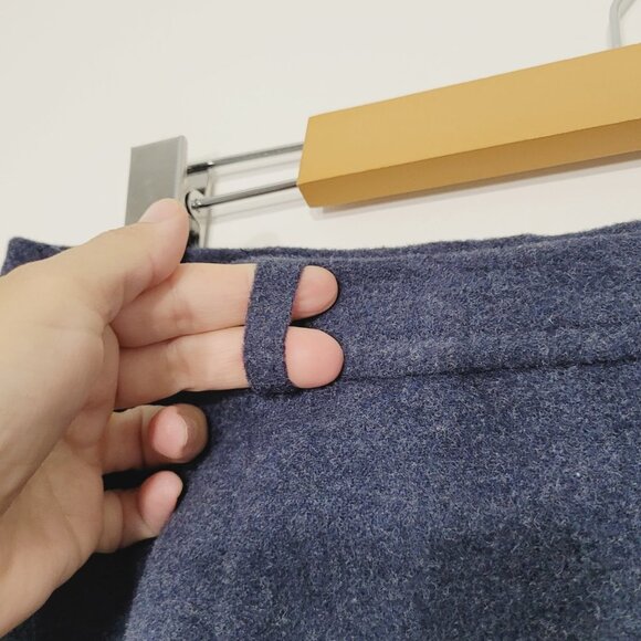 Vintage Moda Vero | Dark Blue Wool Blend A-Line Mini Skirt Faux Wrap Lined 13/14 - Picture 5 of 12